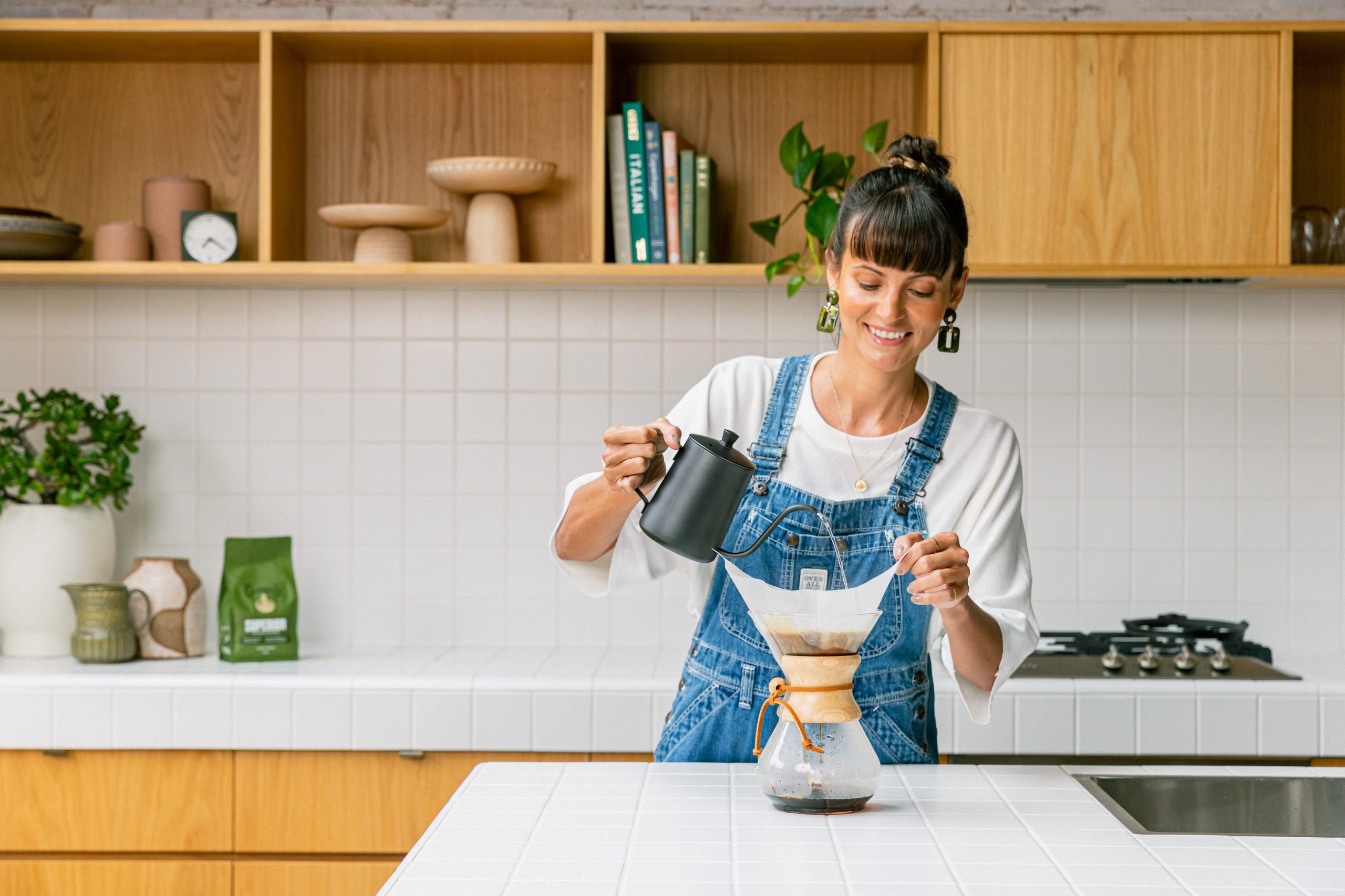 woman making coffee